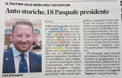 Auto Storiche, Di Pasquale presidente